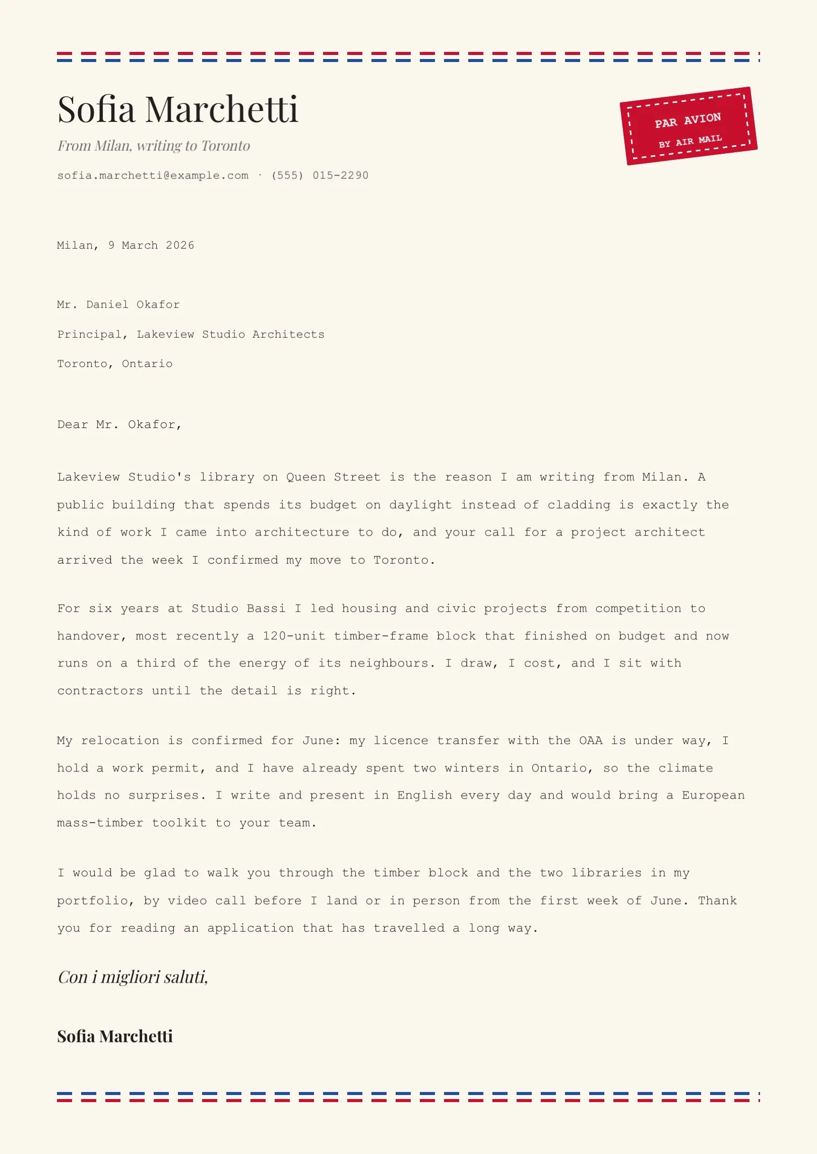 Black and White Relocation Cover Letter Template