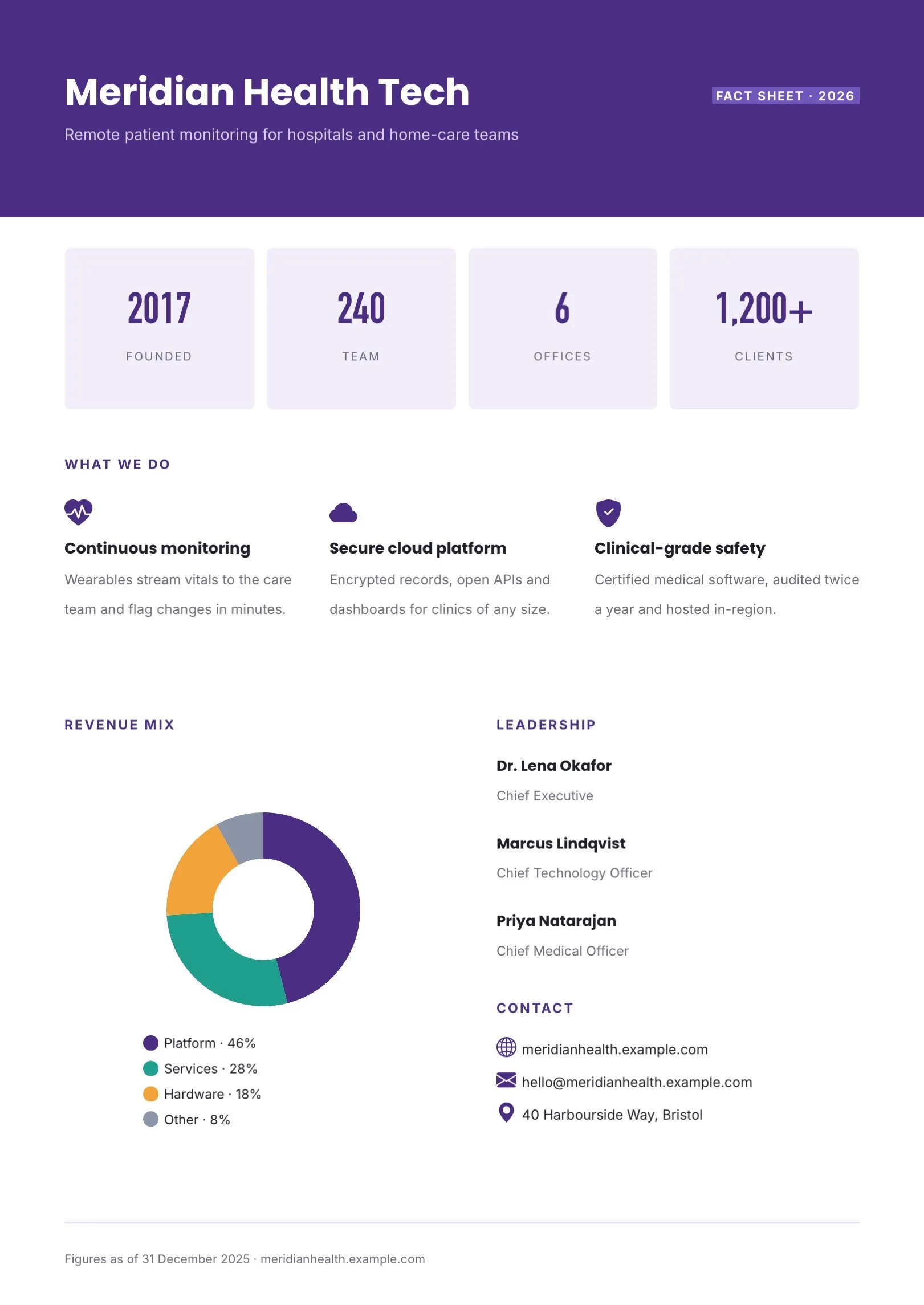 Purple Company Fact Sheet Template