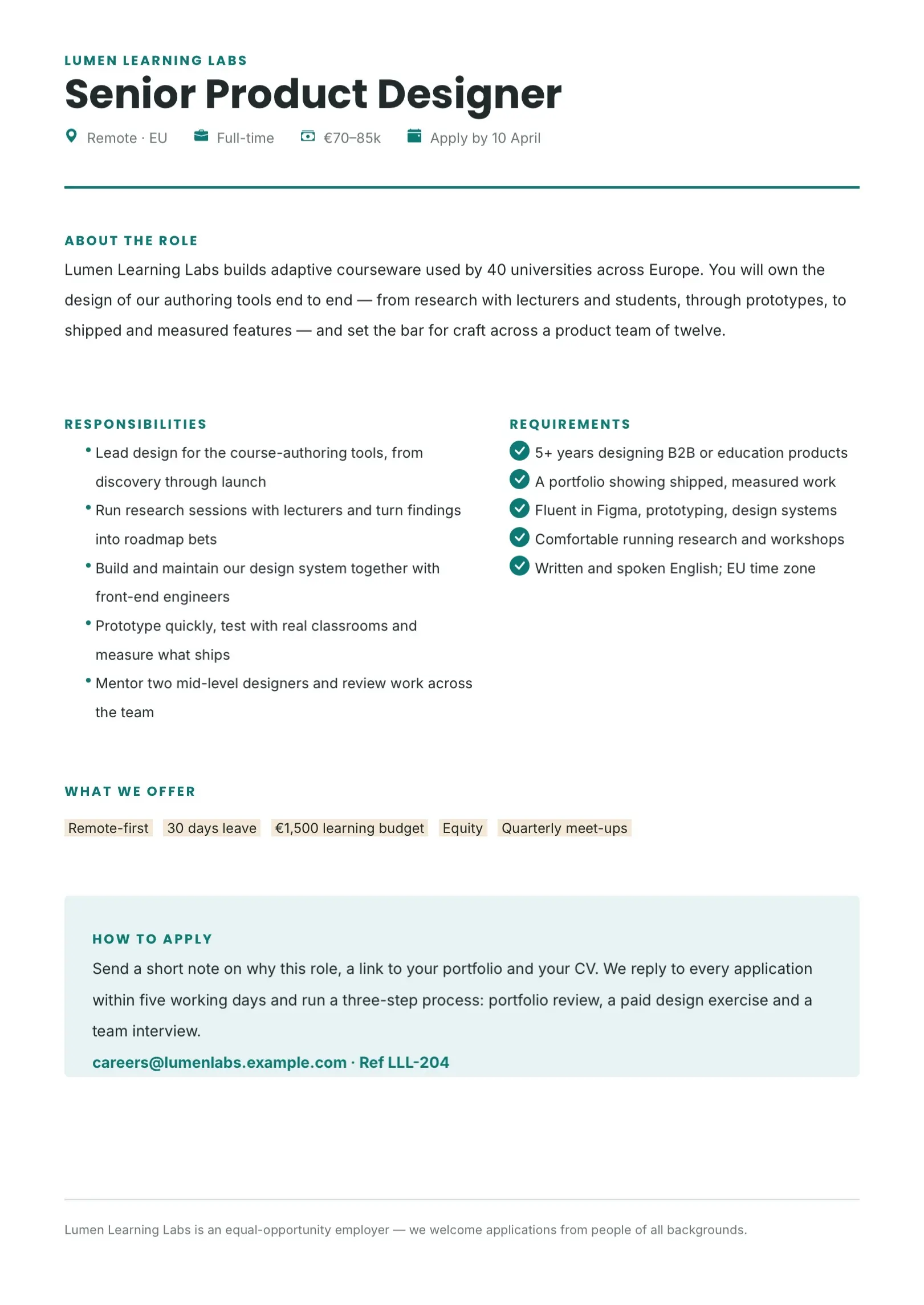 Sky Blue Job Posting Template