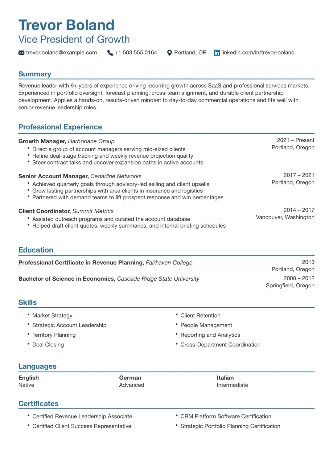 سیاہ و سفید سادہ ATS موافق CV ٹیمپلیٹ