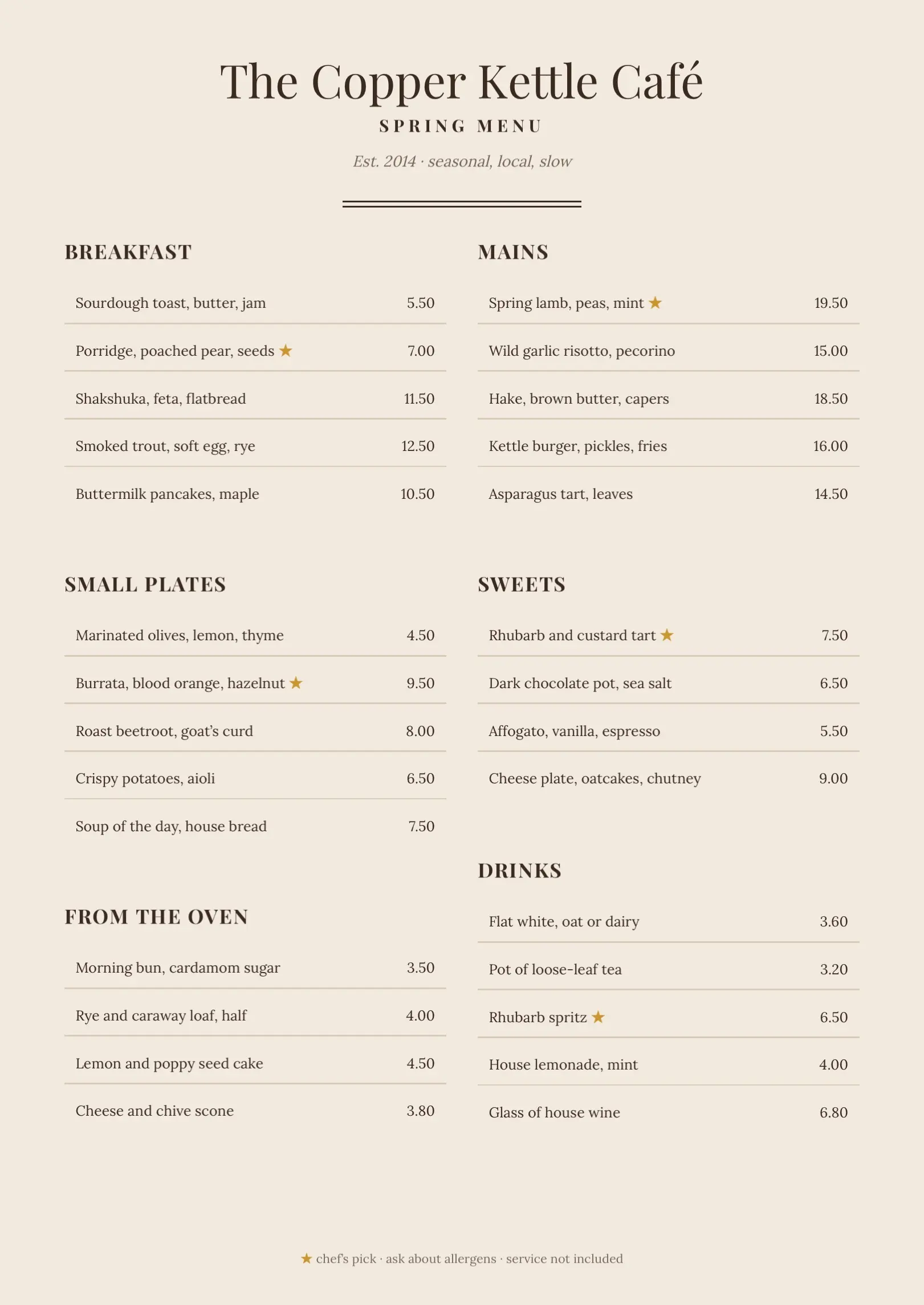 Black and White Seasonal Café Menu Template