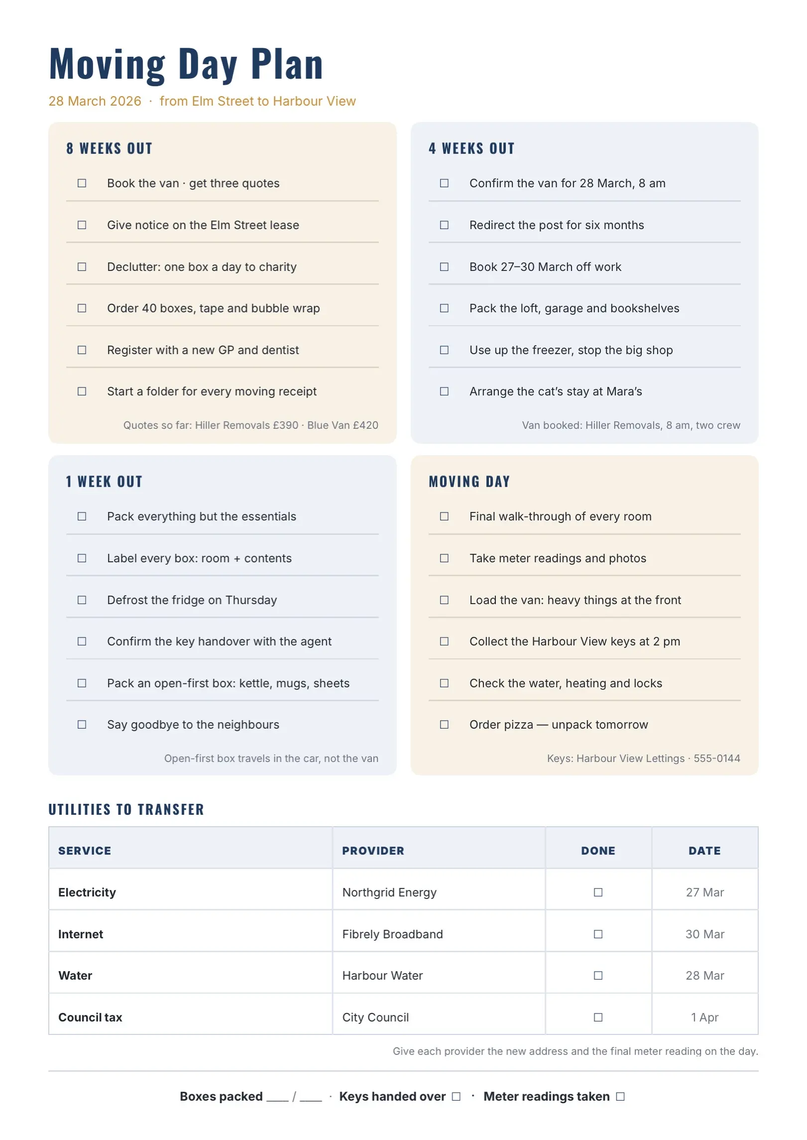 Black and White Moving House Checklist Template