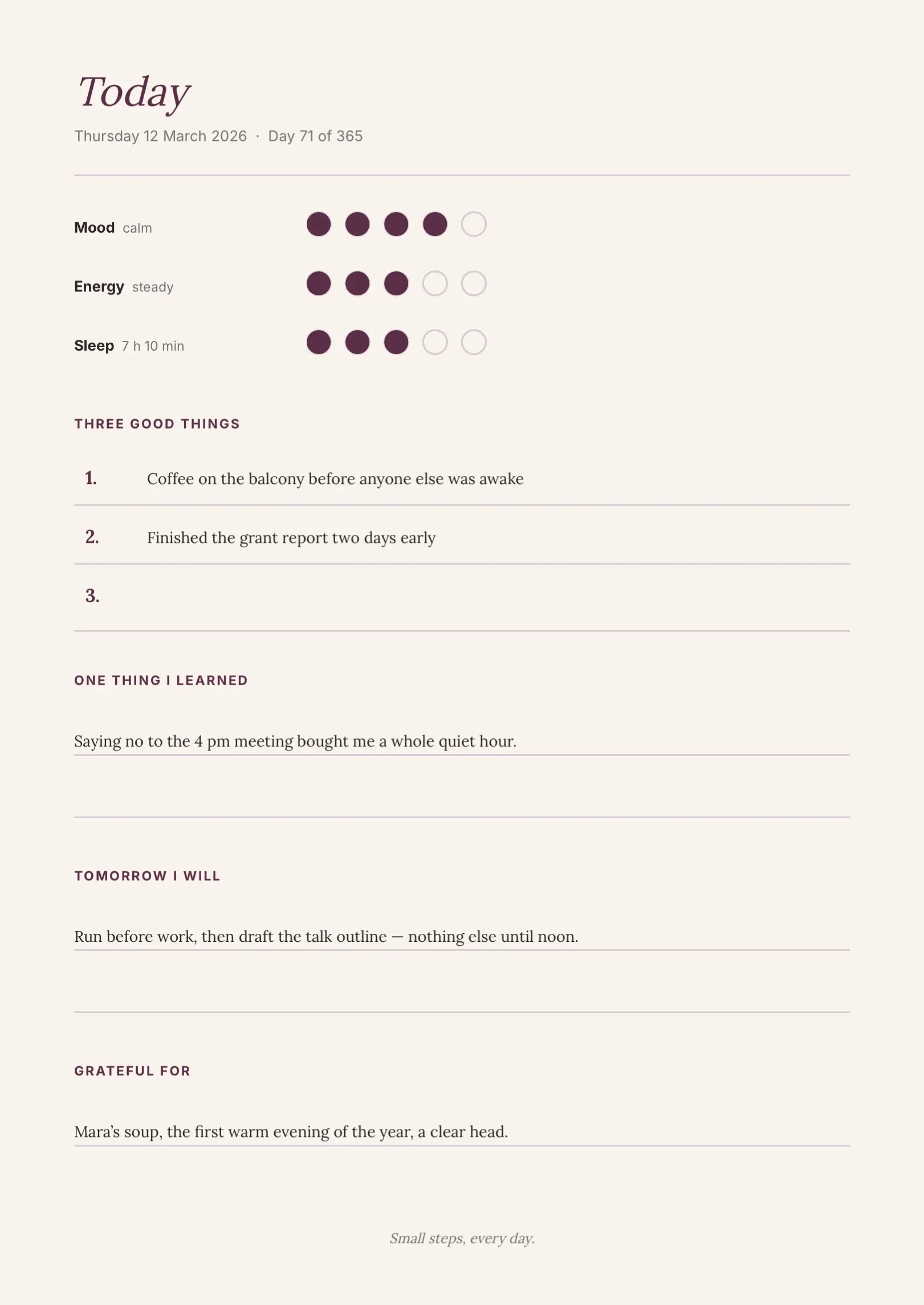 Black and White Daily Reflection Journal Template
