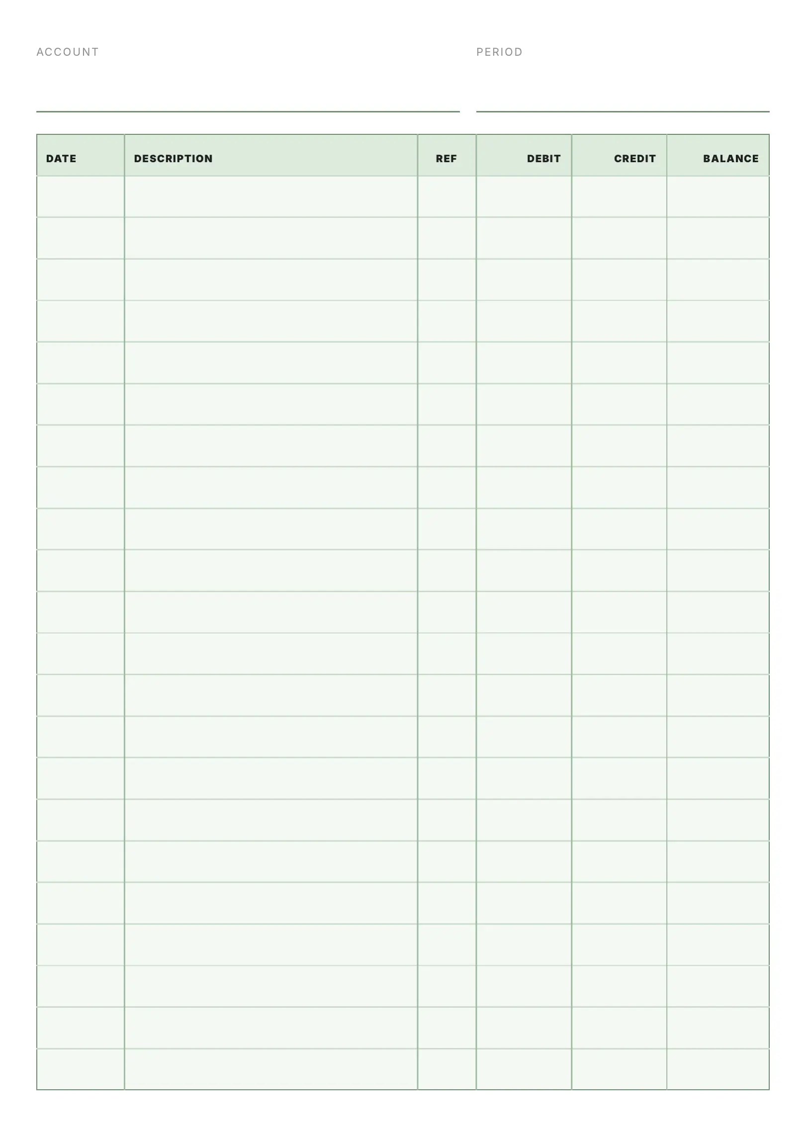 Columnar Ledger Paper