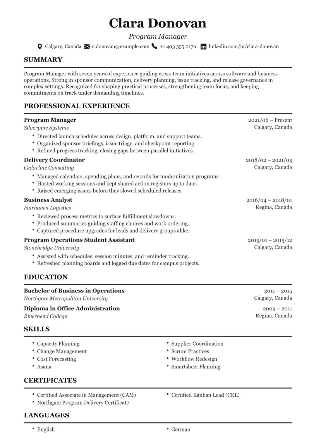 سیاہ و سفید سادہ ATS موافق CV ٹیمپلیٹ – پروفیشنل