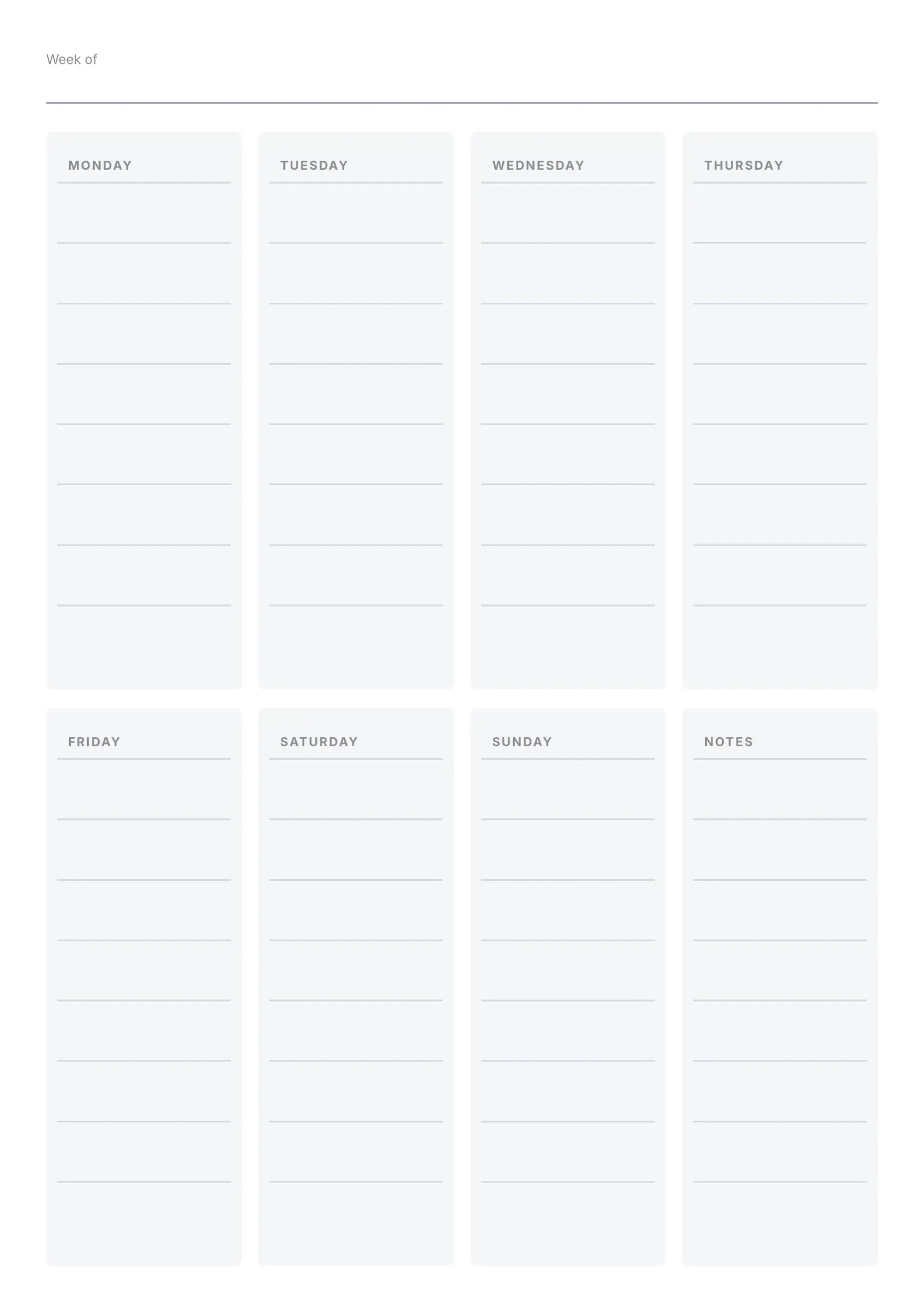 Undated Weekly Planner