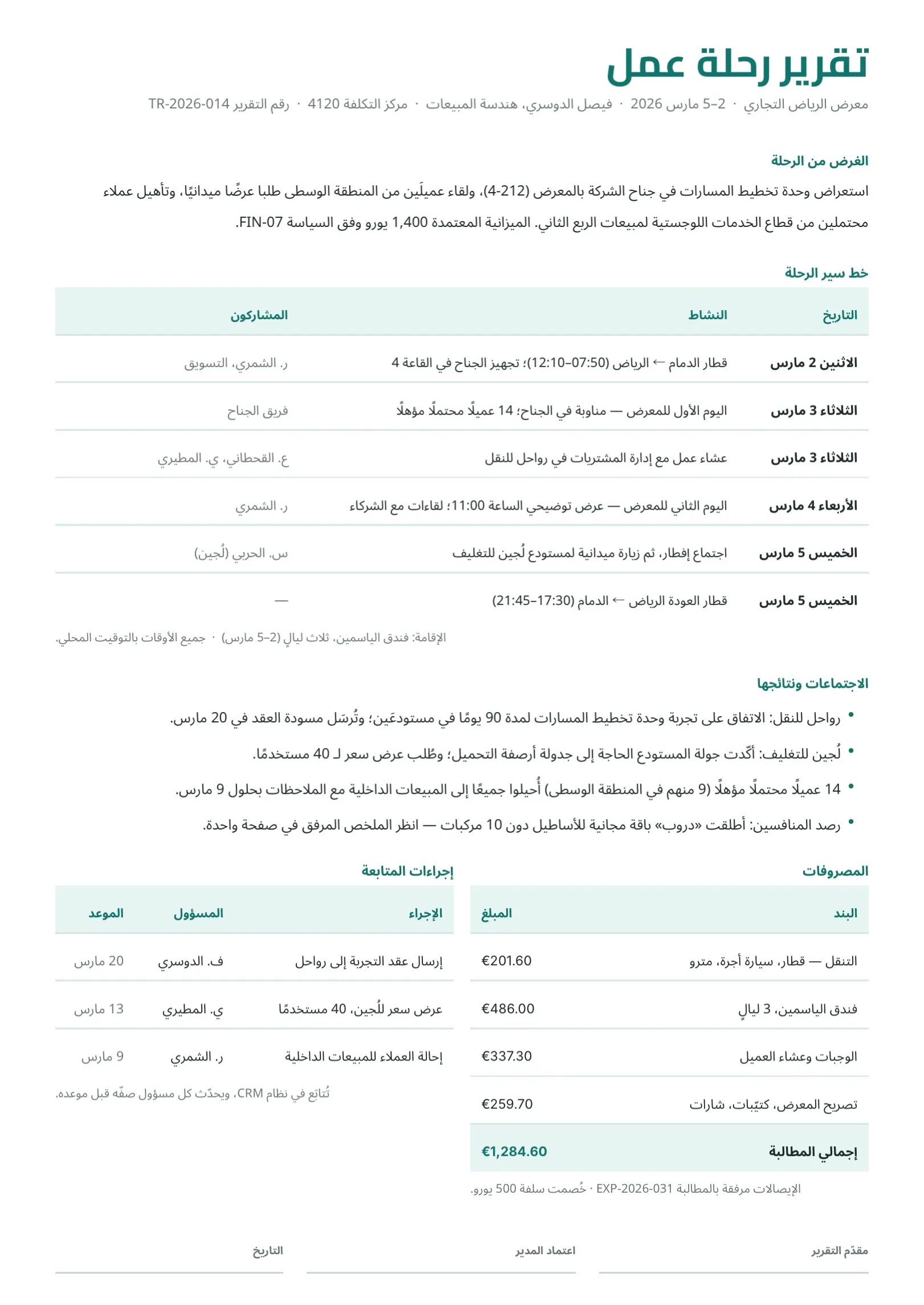 قالب تقرير رحلة عمل بالأبيض والأسود