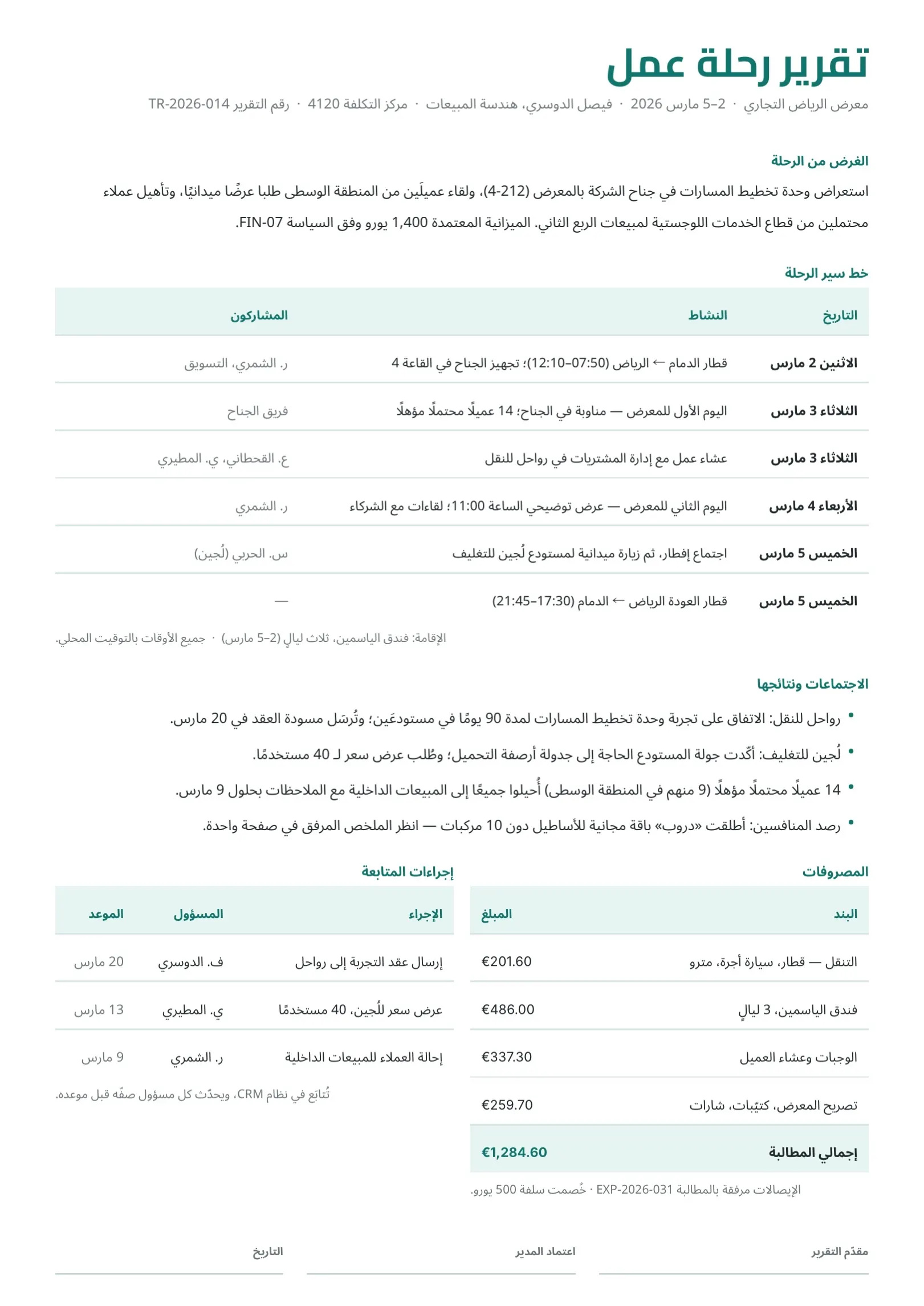 قالب تقرير رحلة عمل بالأبيض والأسود